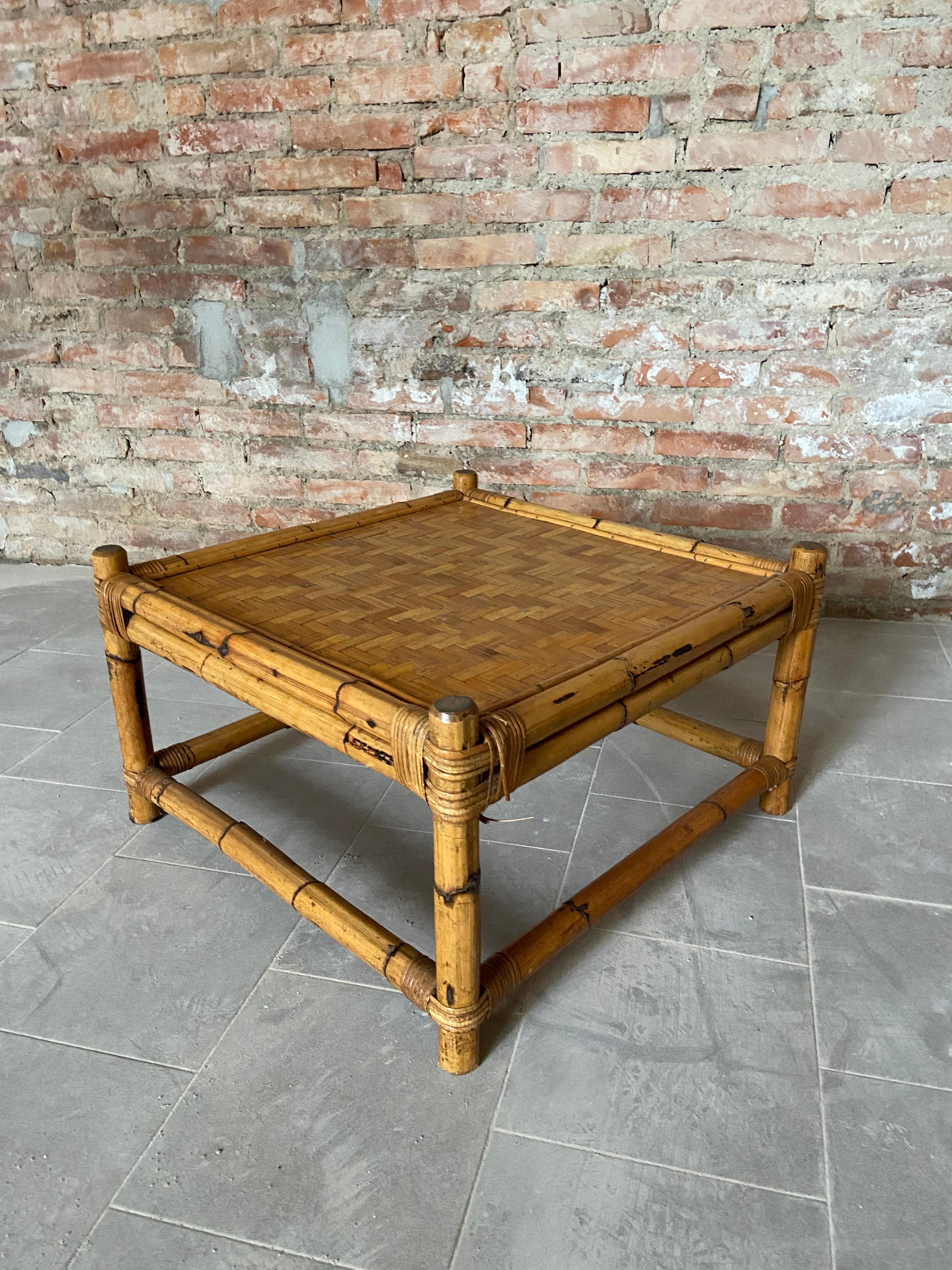 Mid-Century Modern Italian Bamboo Side or Sofa Table by Vivai del Sud, 1970s In Good Condition In Prato, IT