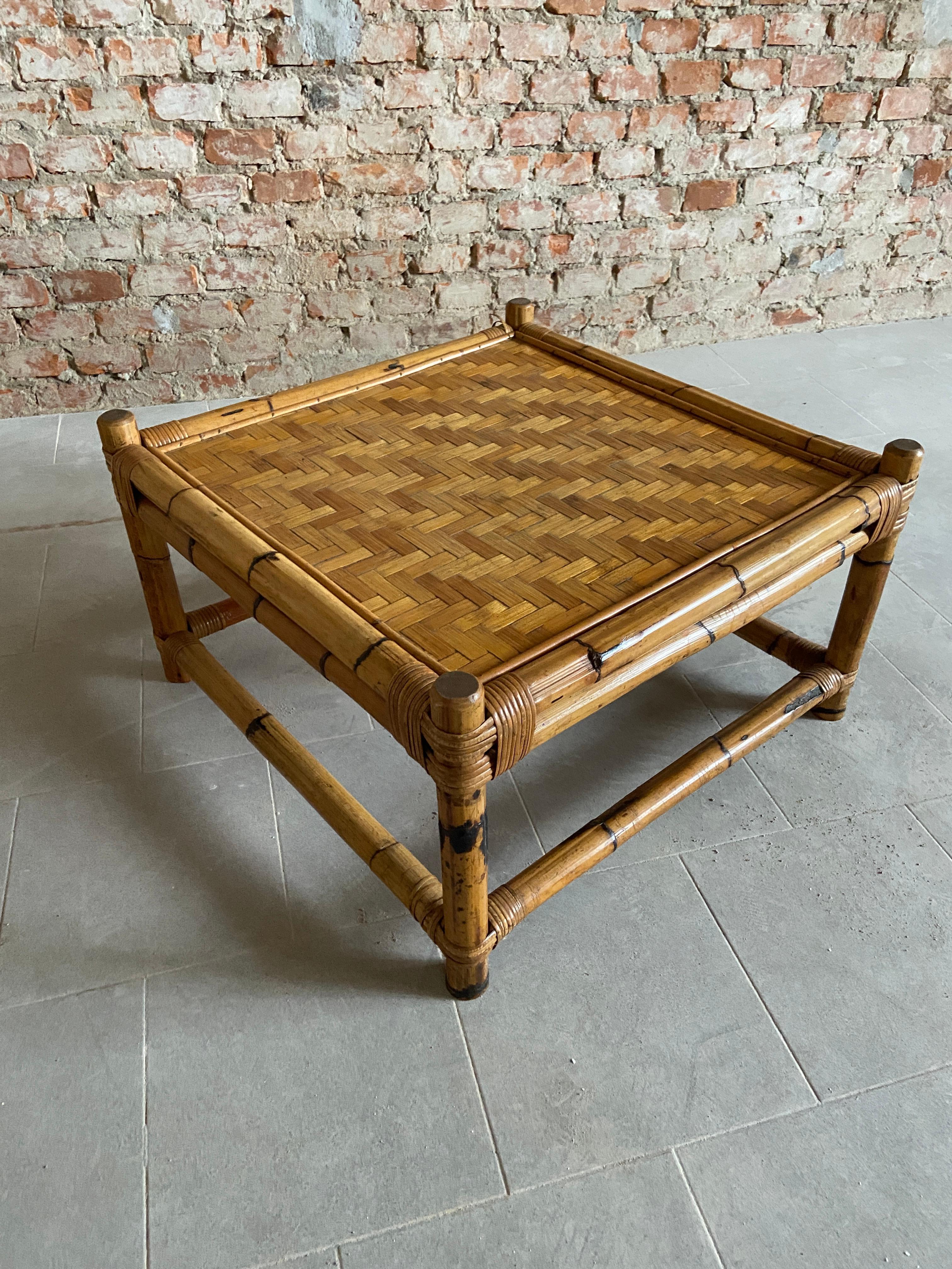 Late 20th Century Mid-Century Modern Italian Bamboo Side or Sofa Table by Vivai del Sud, 1970s