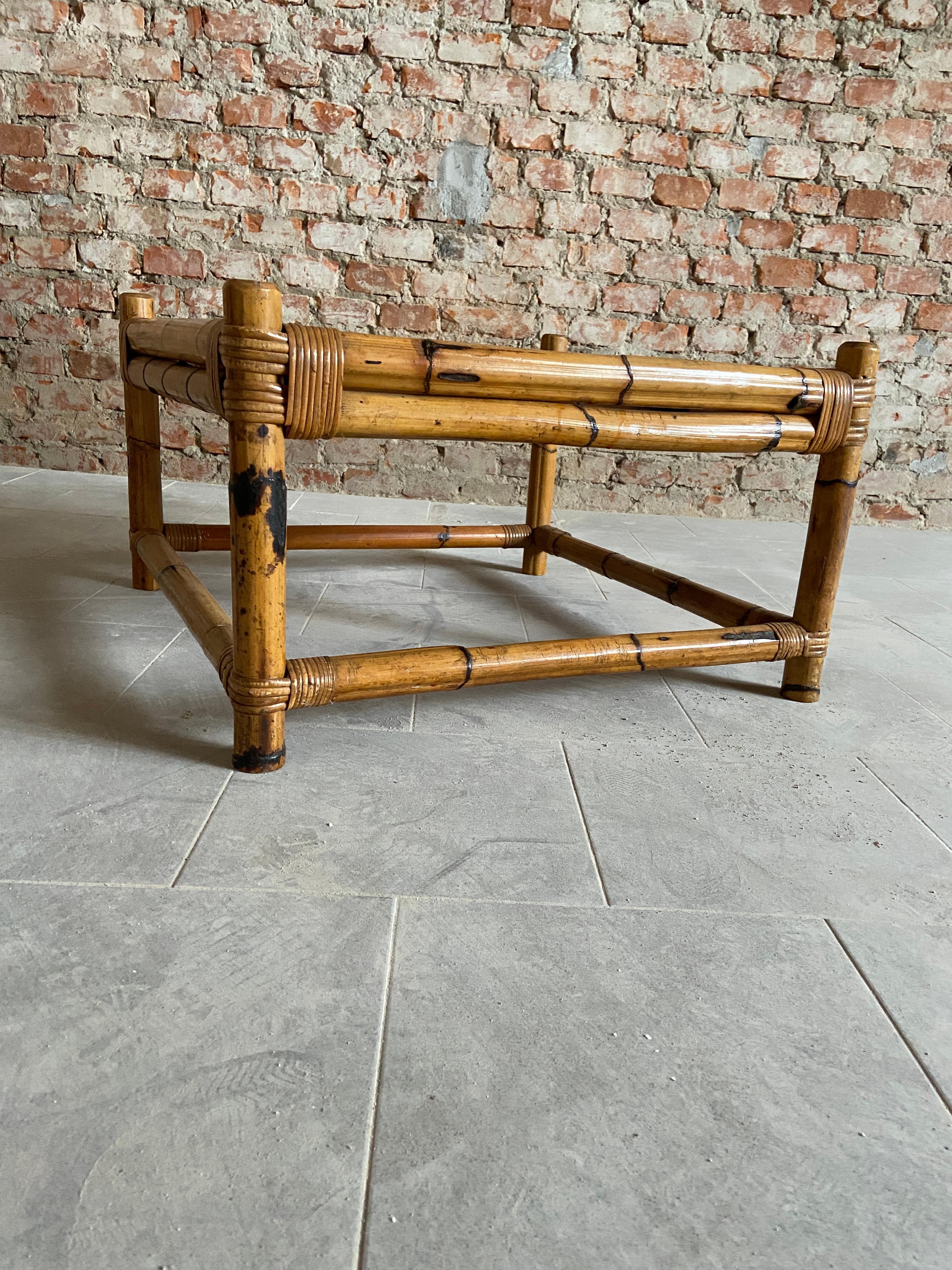 Mid-Century Modern Italian Bamboo Side or Sofa Table by Vivai del Sud, 1970s 1