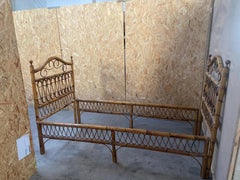 Mid-Century Modern Italian Bamboo Single Bed with Its Original Patina, 1960s