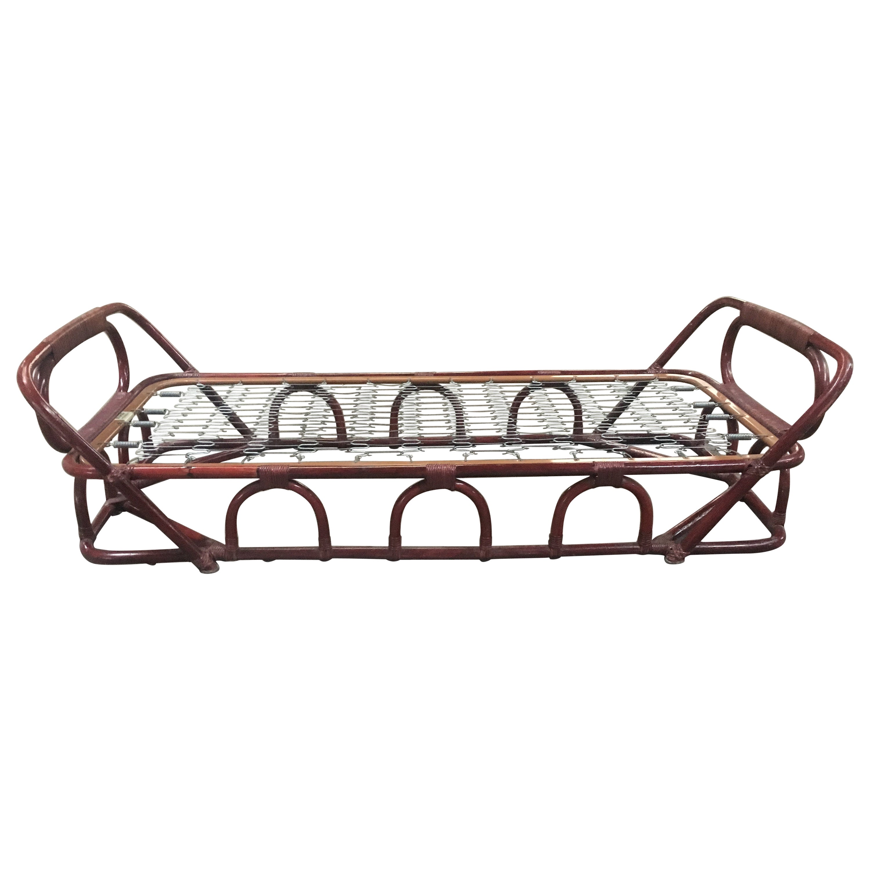 Mid-Century Modern Italian Bamboo Sofa Bed, 1970s
