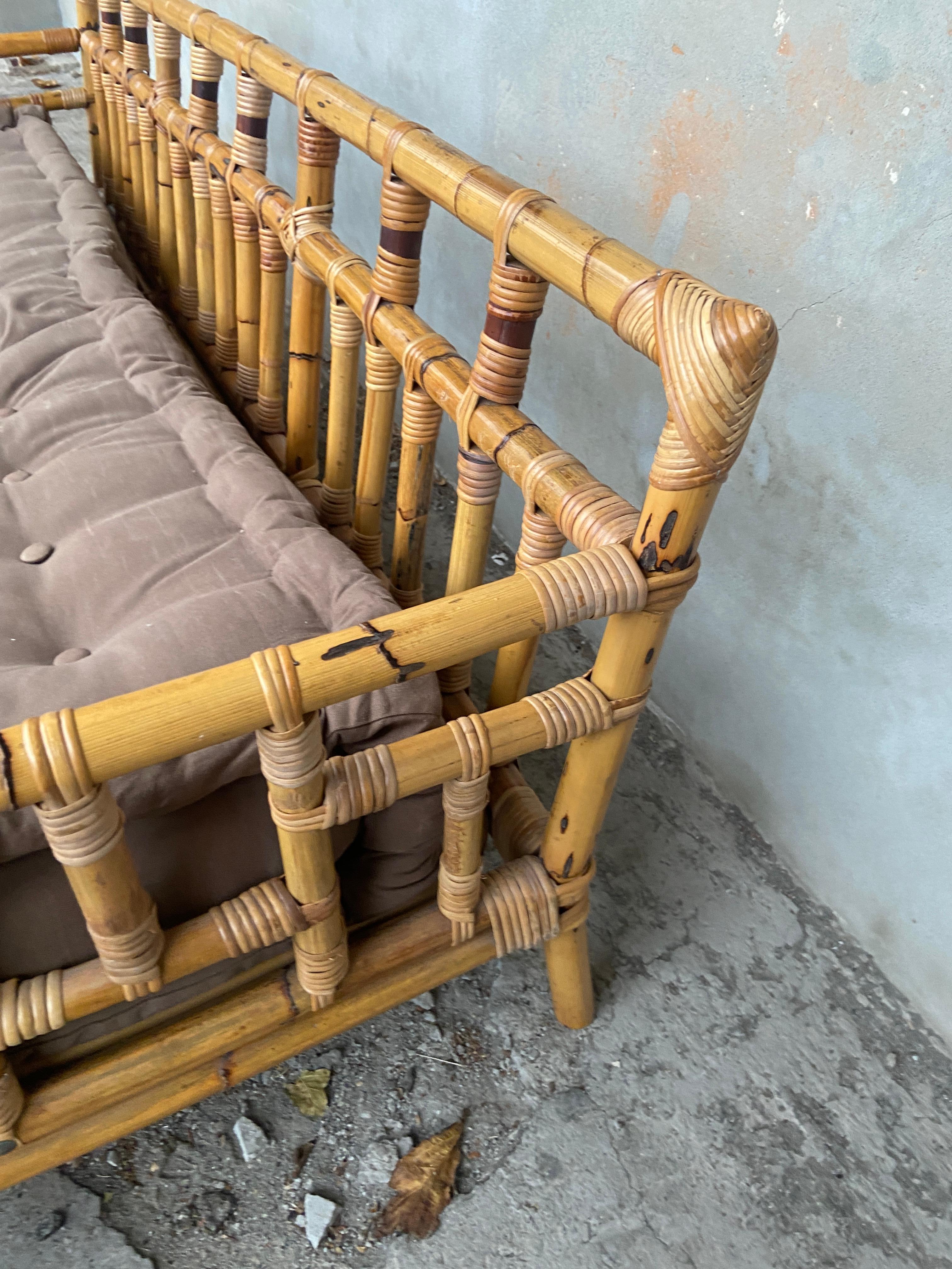 Mid-Century Modern Italian Bamboo Sofa Bed by Vivai del Sud, 1970s 6
