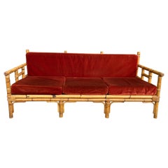 Mid-Century Modern Italian Bamboo Sofa with Its Cushions from Vivai del Sud