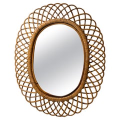 Miroir en bambou à rayons de soleil pour Rosenthal Netter, Italie, milieu du siècle dernier