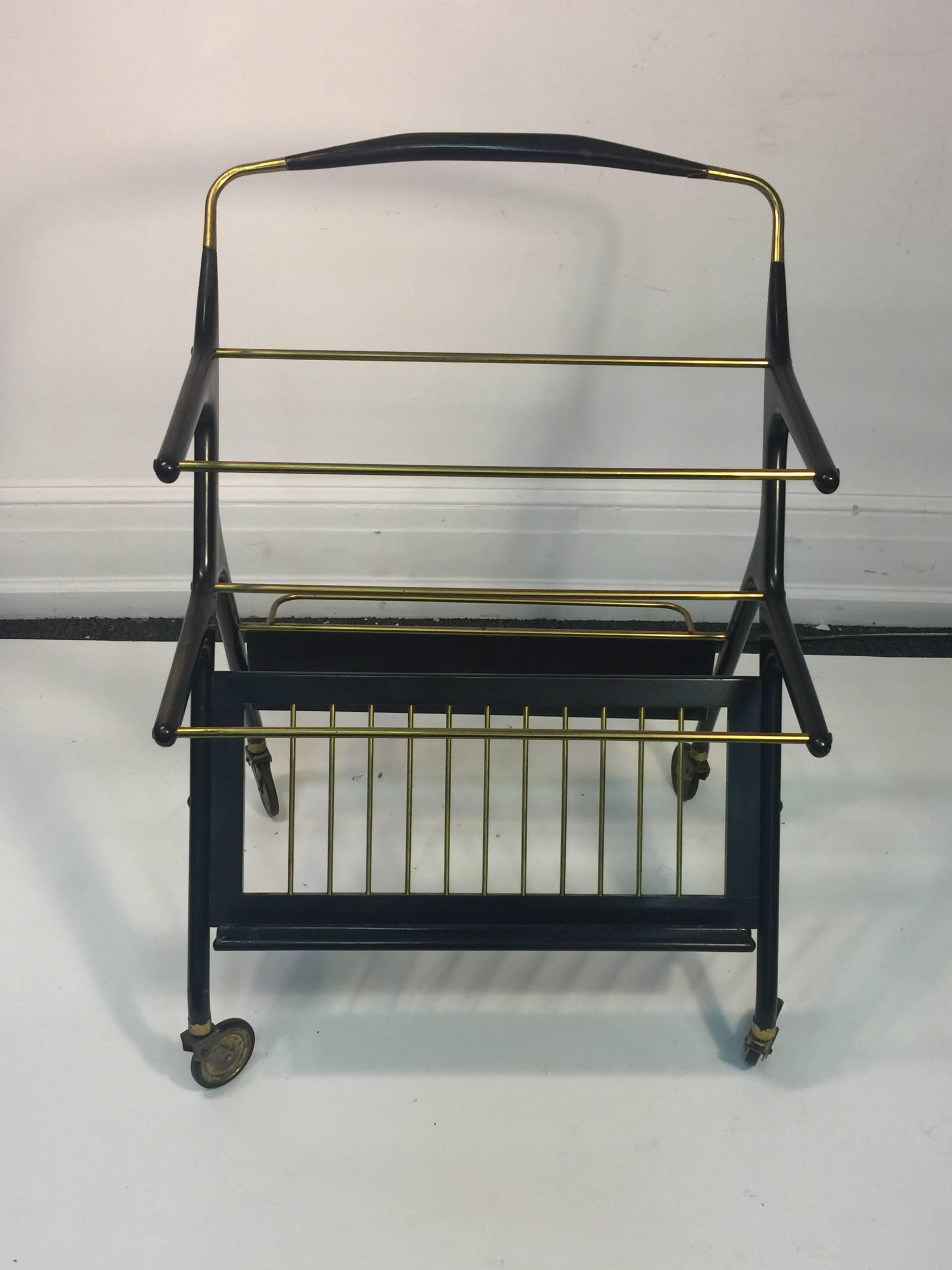 Mid-Century Modern Italian Bar Cart by Cesare Lacca For Sale 5