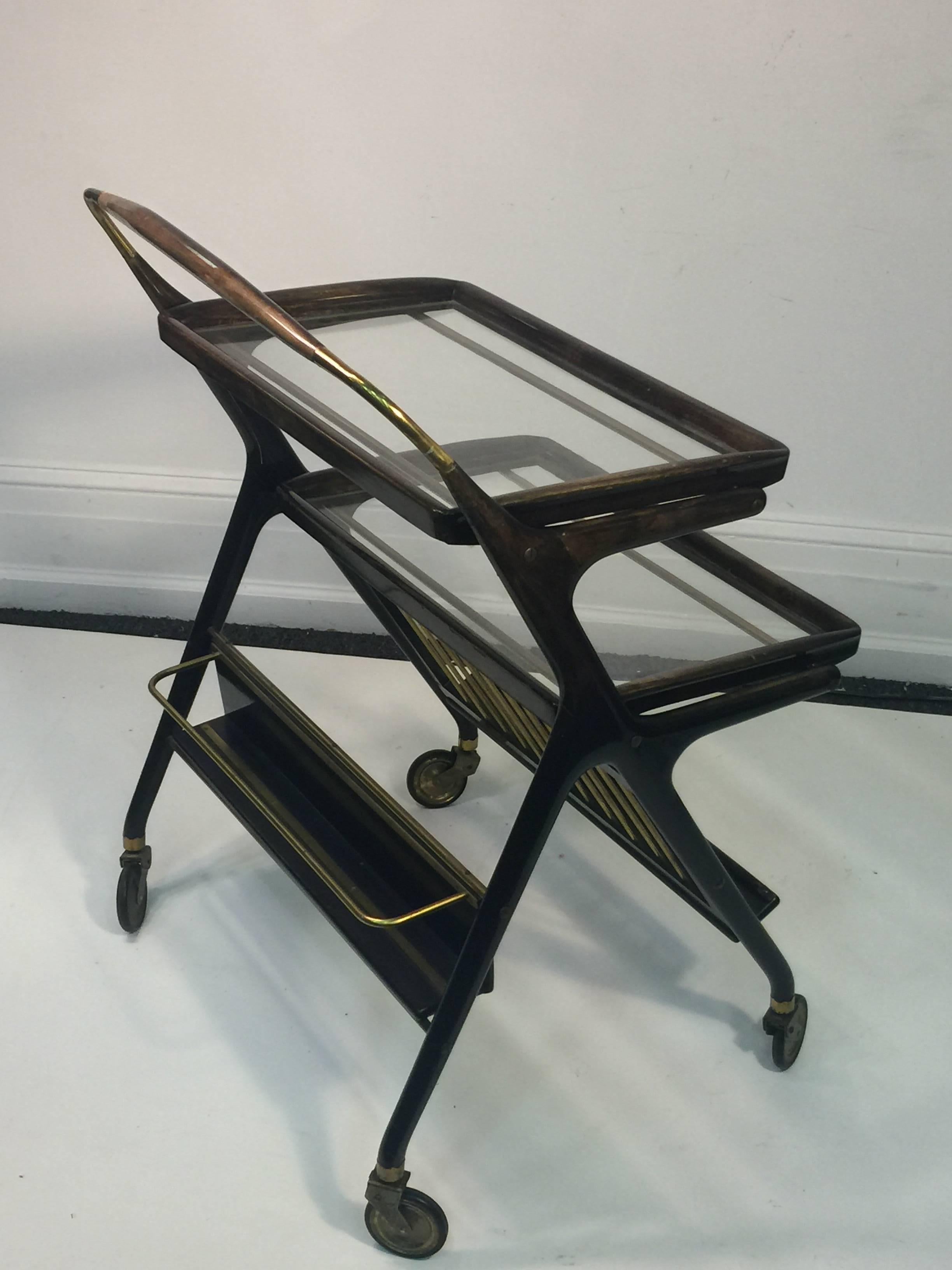 Mid-Century Modern Italian Bar Cart by Cesare Lacca For Sale 1