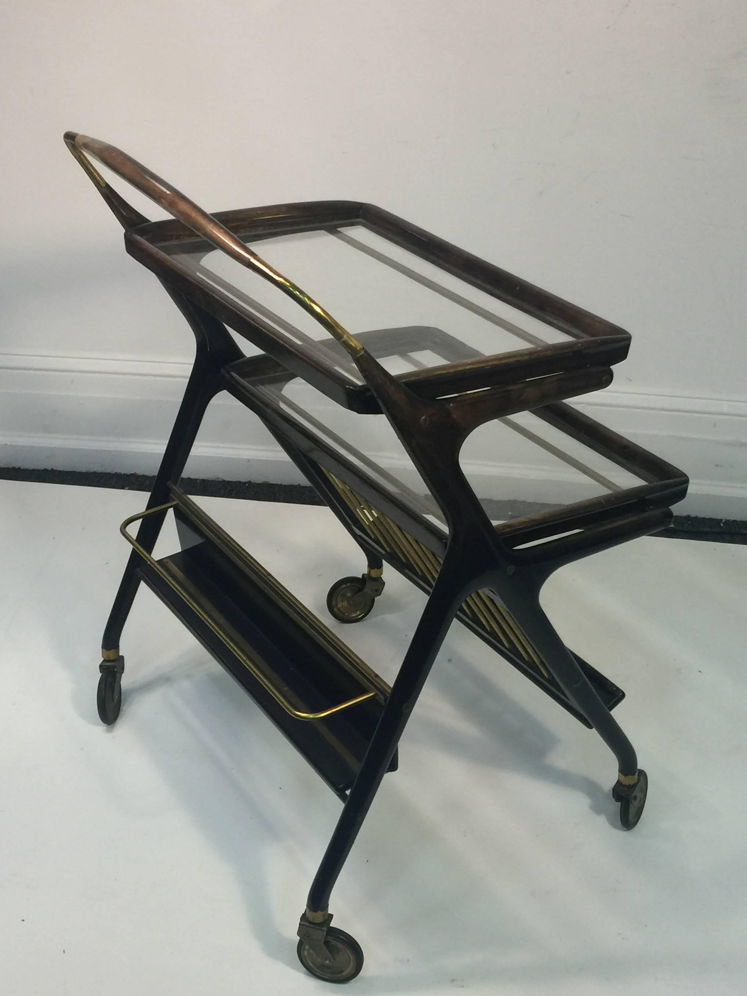 Mid-Century Modern Italian Bar Cart by Cesare Lacca For Sale 2
