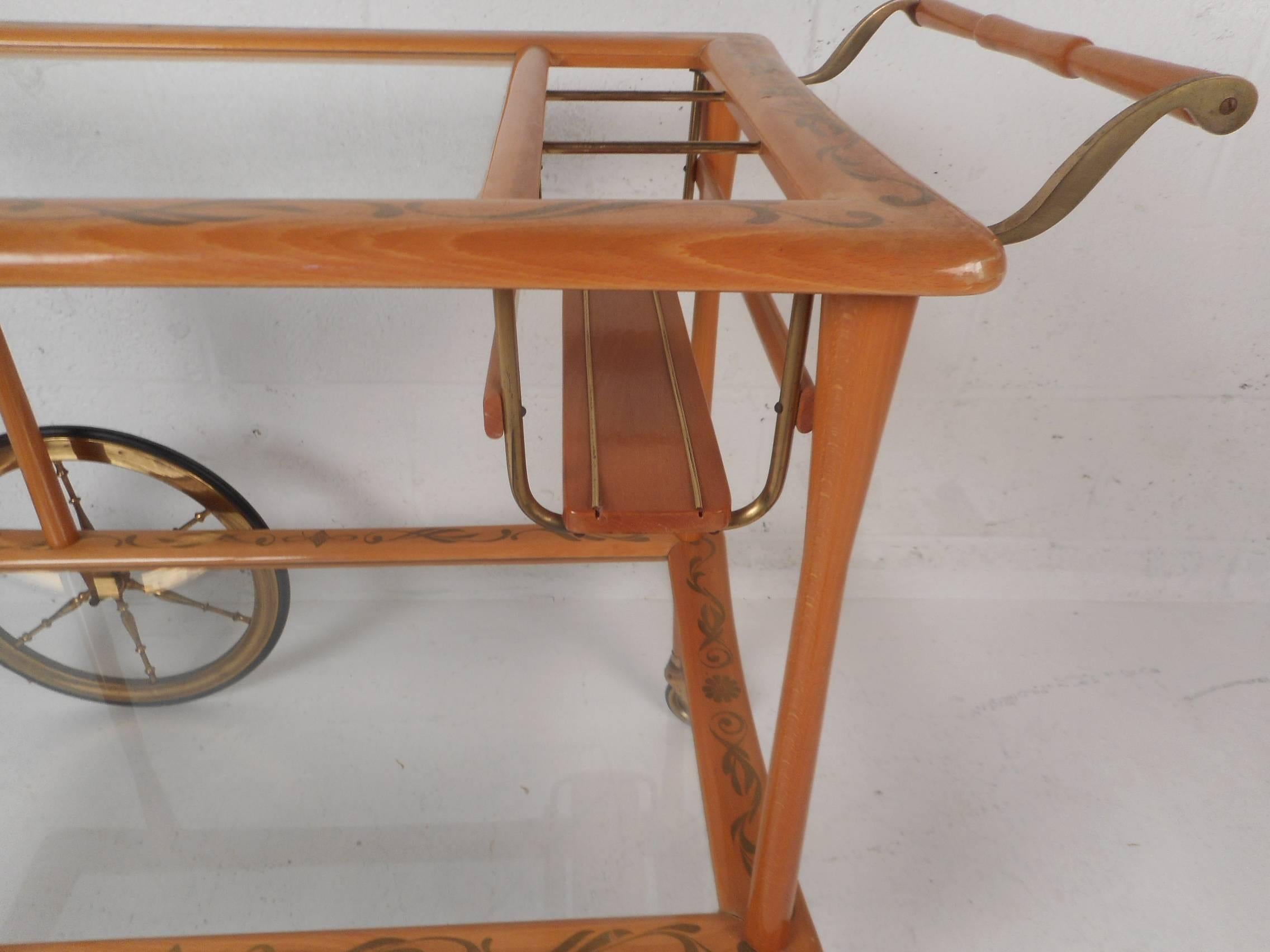Wood Mid-Century Modern Italian Bar Cart