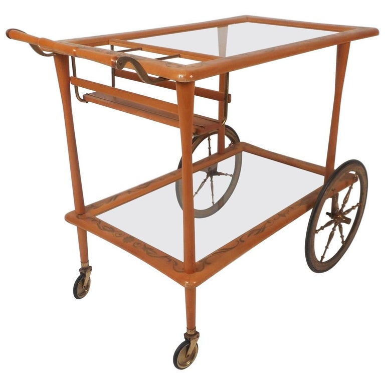 MidCentury Modern Italian Bar Cart For Sale at 1stDibs