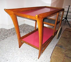 Mid-Century Modern Italian Bar Cart with Colored Tops and Castors, Milano, 1950s