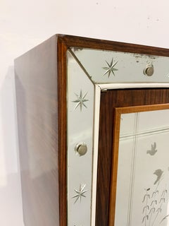 Bar italiano moderno di metà secolo nello stile di Borsani, Wood e vetro, anni '50