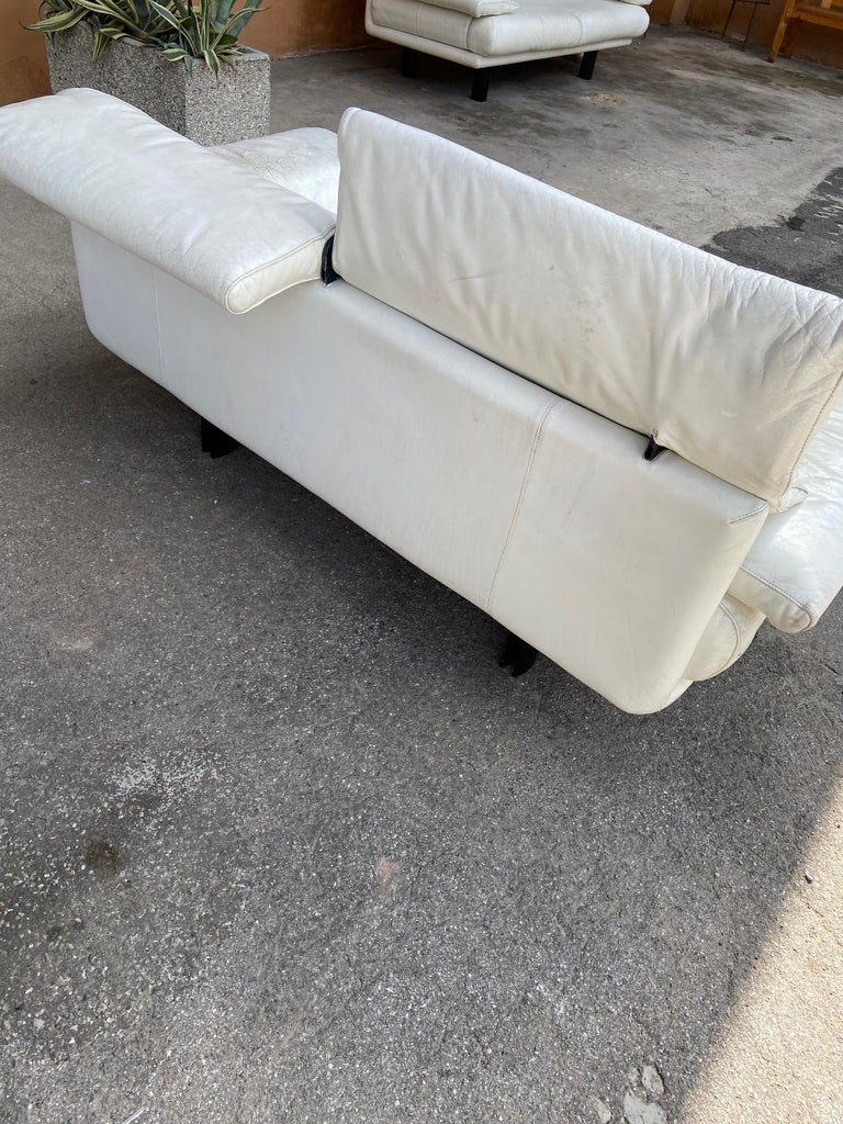 Mid Century Modern Italian B B Alanda Two And A Half Seat White Leather Sofa For Sale At 1stdibs