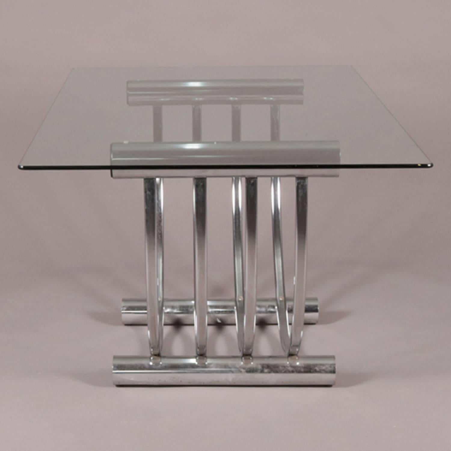 Mid-Century Modern Italian Bertoia School Chrome Dining Table and Chair Set 4