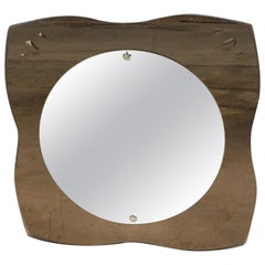 Mid-Century Modern Italian Beveled Wall Mirror with Smoked Mirror Frame, 1970s