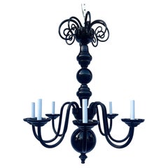 Kronleuchter im Mid-Century-Modern-Stil aus schwarzem italienischem Murano-Glas, venezianische Seguso-Manufaktur