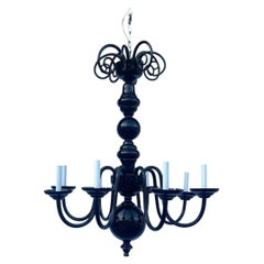 Lampadario veneziano Seguso in vetro nero di Murano, stile Mid-Century Modern italiano