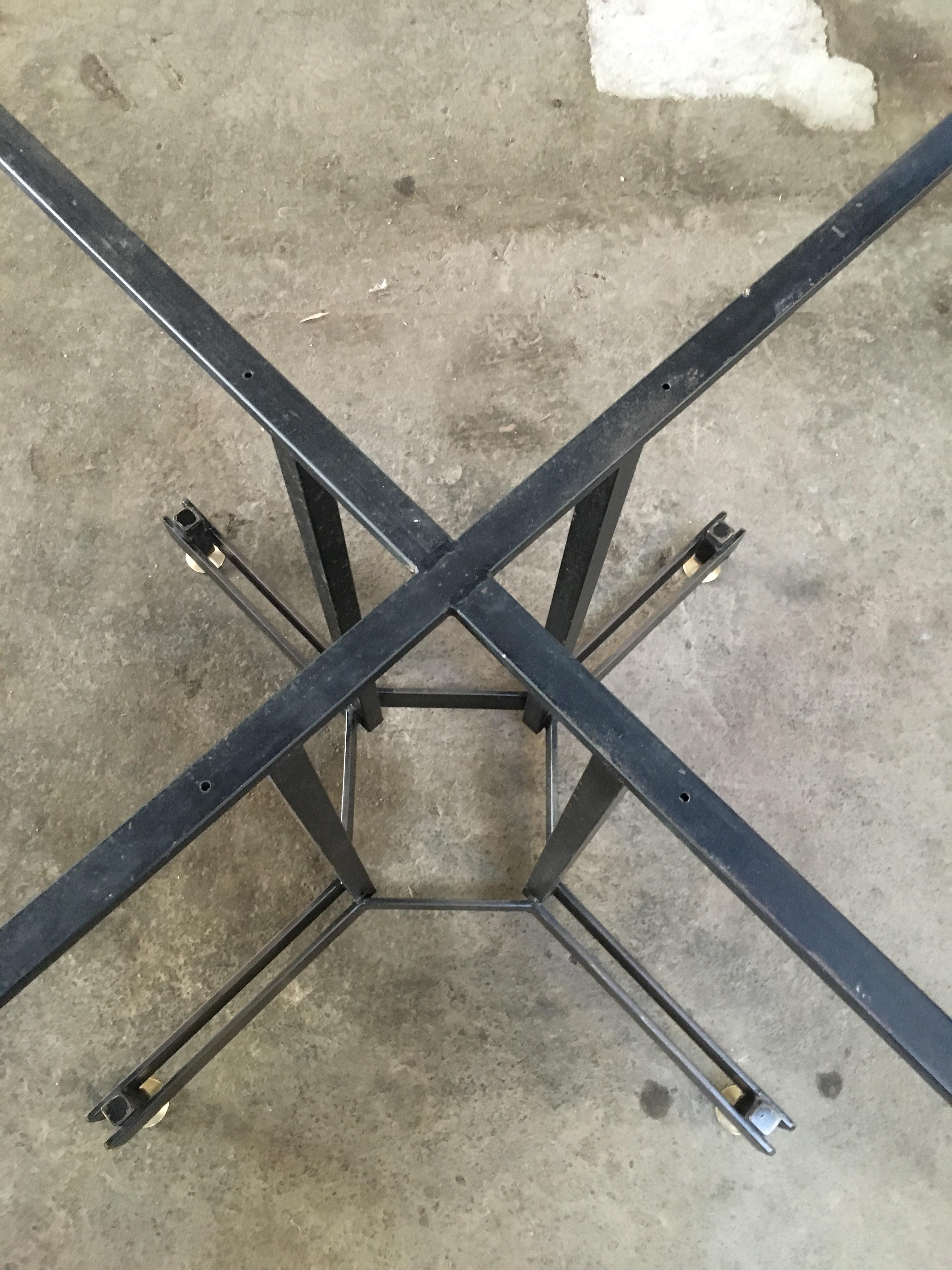 Mid-Century Modern Italian Black Iron Base Table with Wood Top, 1970s For Sale 5