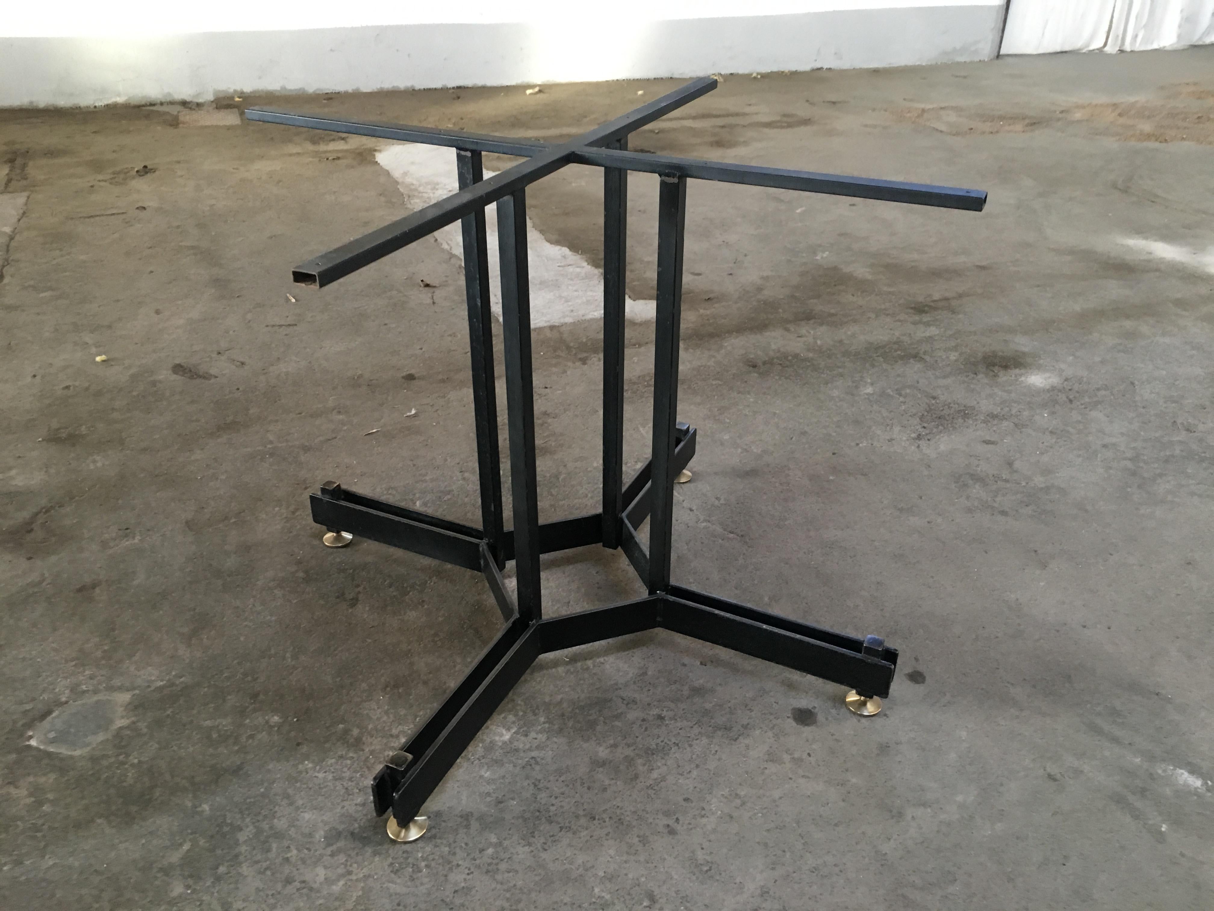 Mid-Century Modern Italian Black Iron Base Table with Wood Top, 1970s 6