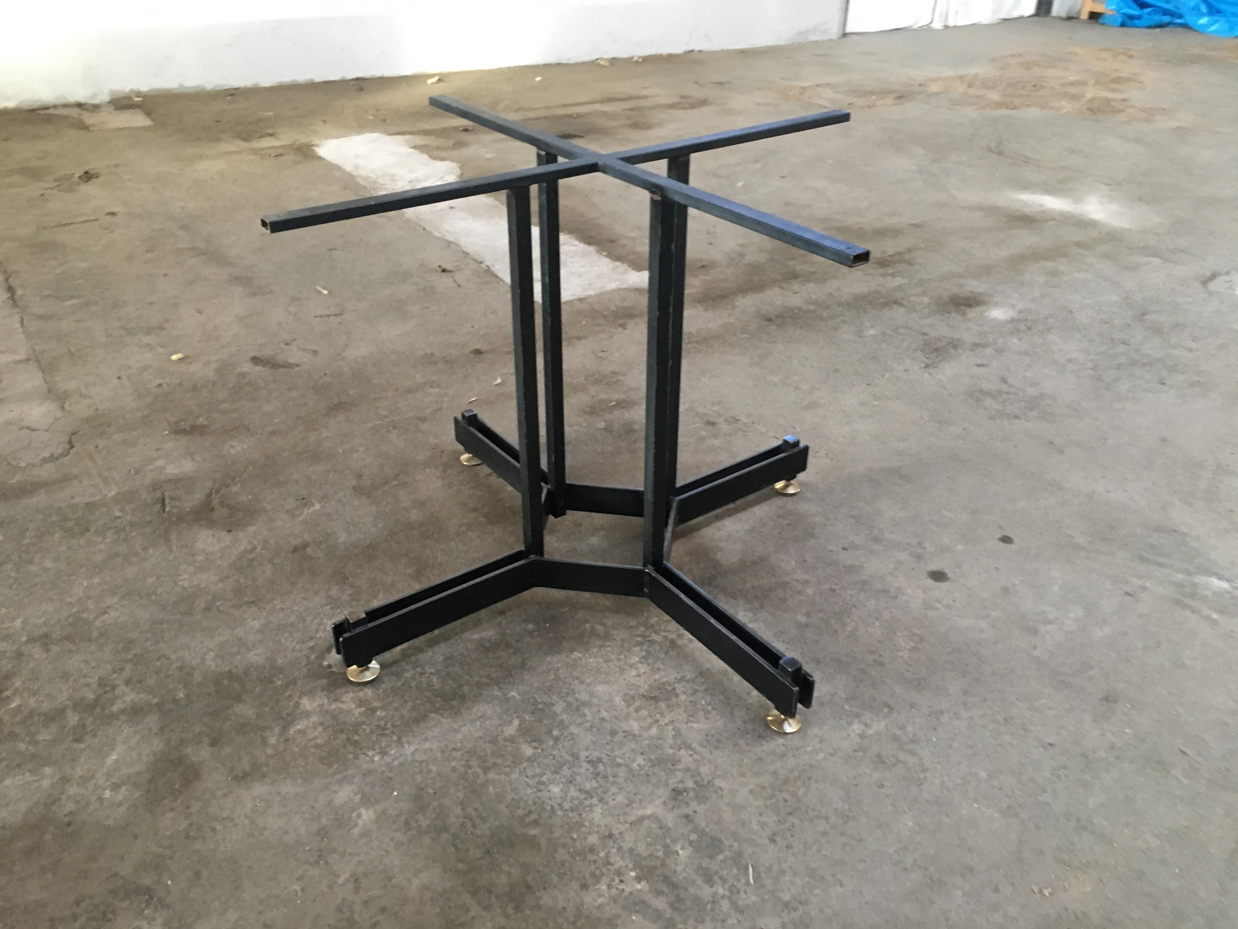 Mid-Century Modern Italian Black Iron Base Table with Wood Top, 1970s For Sale 4