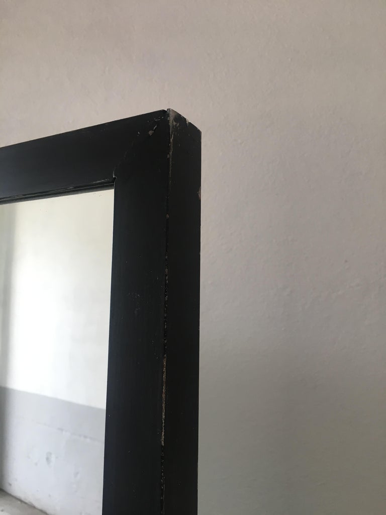 Mid-Century Modern Italian Black Iron Framed Full-Length Mirror on