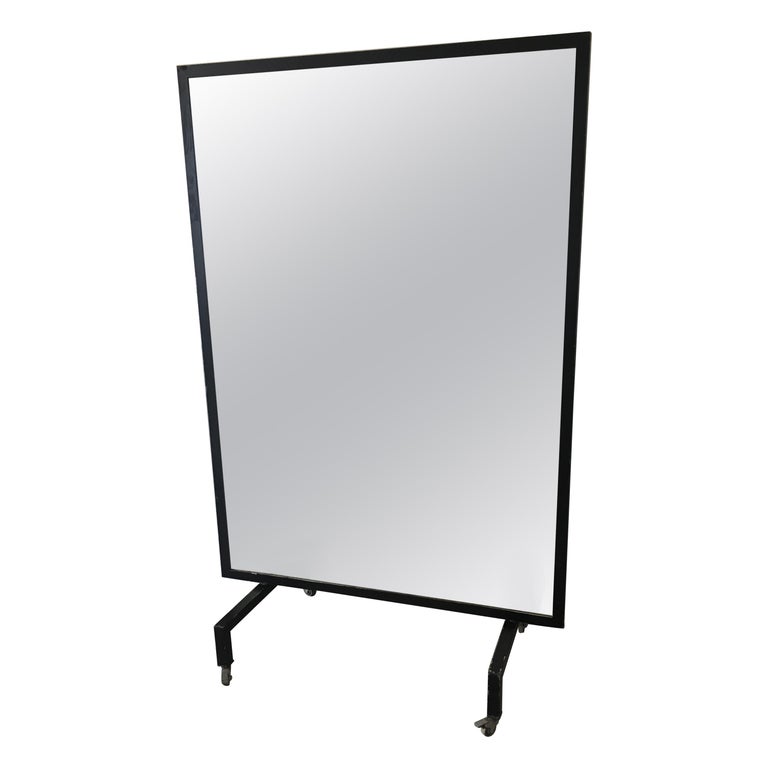 MidCentury Modern Italian Black Iron Framed FullLength Mirror on