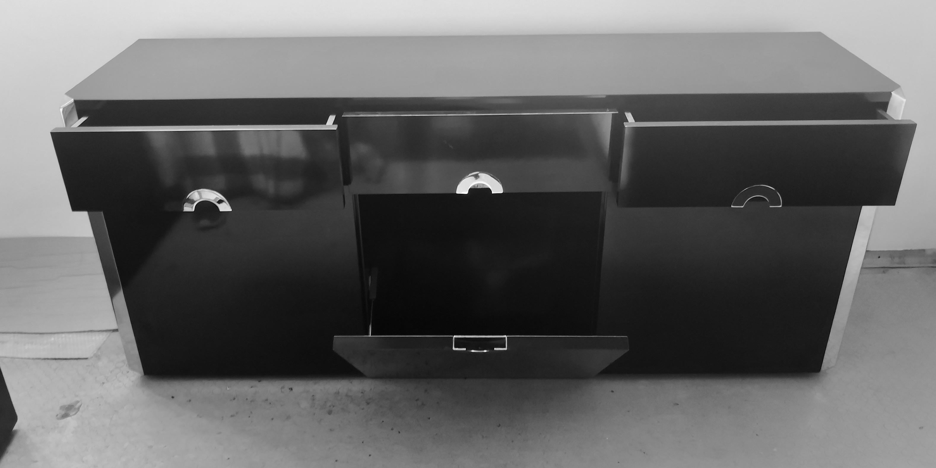 black and chrome sideboard