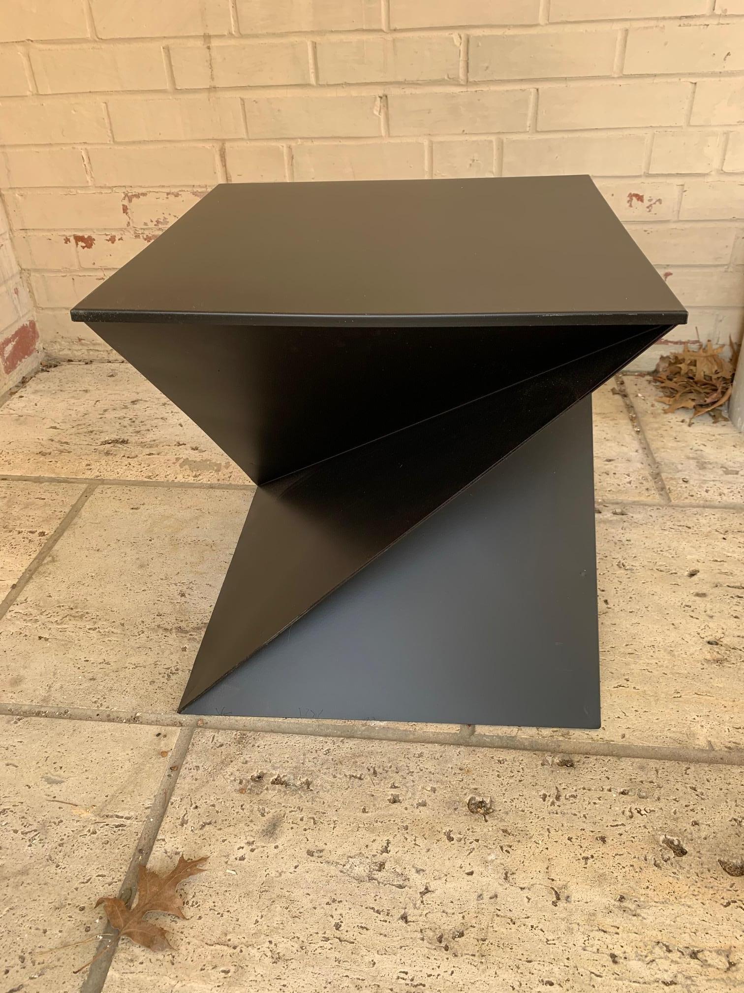 Metal Mid-Century Modern Italian Black Painted Cubist Side Table