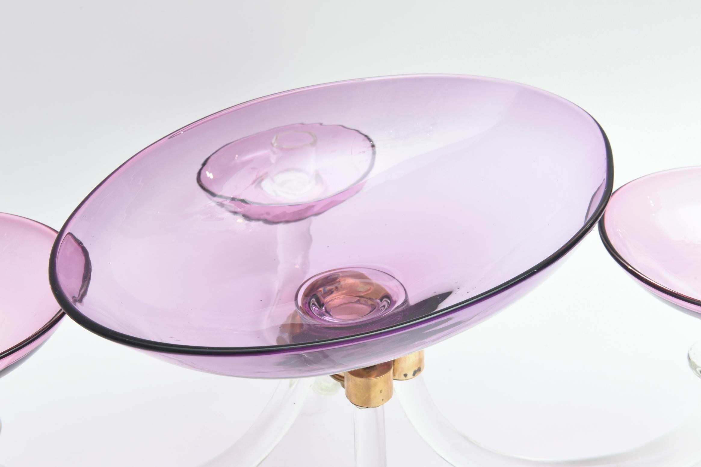 Blown Glass Mid-Century Modern Italian Blown Purple Glass Centerpiece, Murano