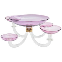 Mid-Century Modern Italian Blown Purple Glass Centerpiece, Murano