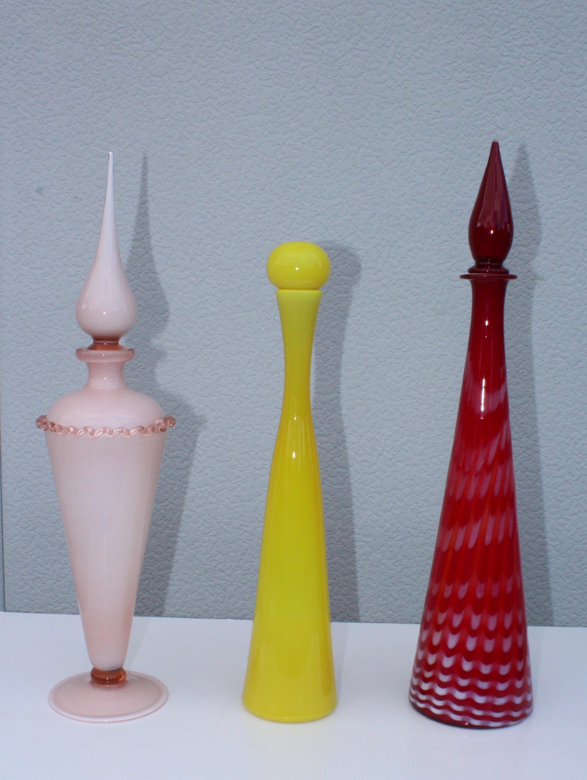 20th Century Mid-Century Modern Italian Bottles with Stopper For Sale