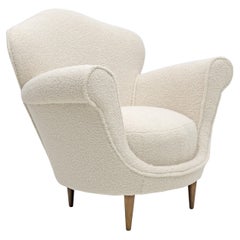 Mid-Century Modern Italian Bouclè Curved Armchair, 1950s