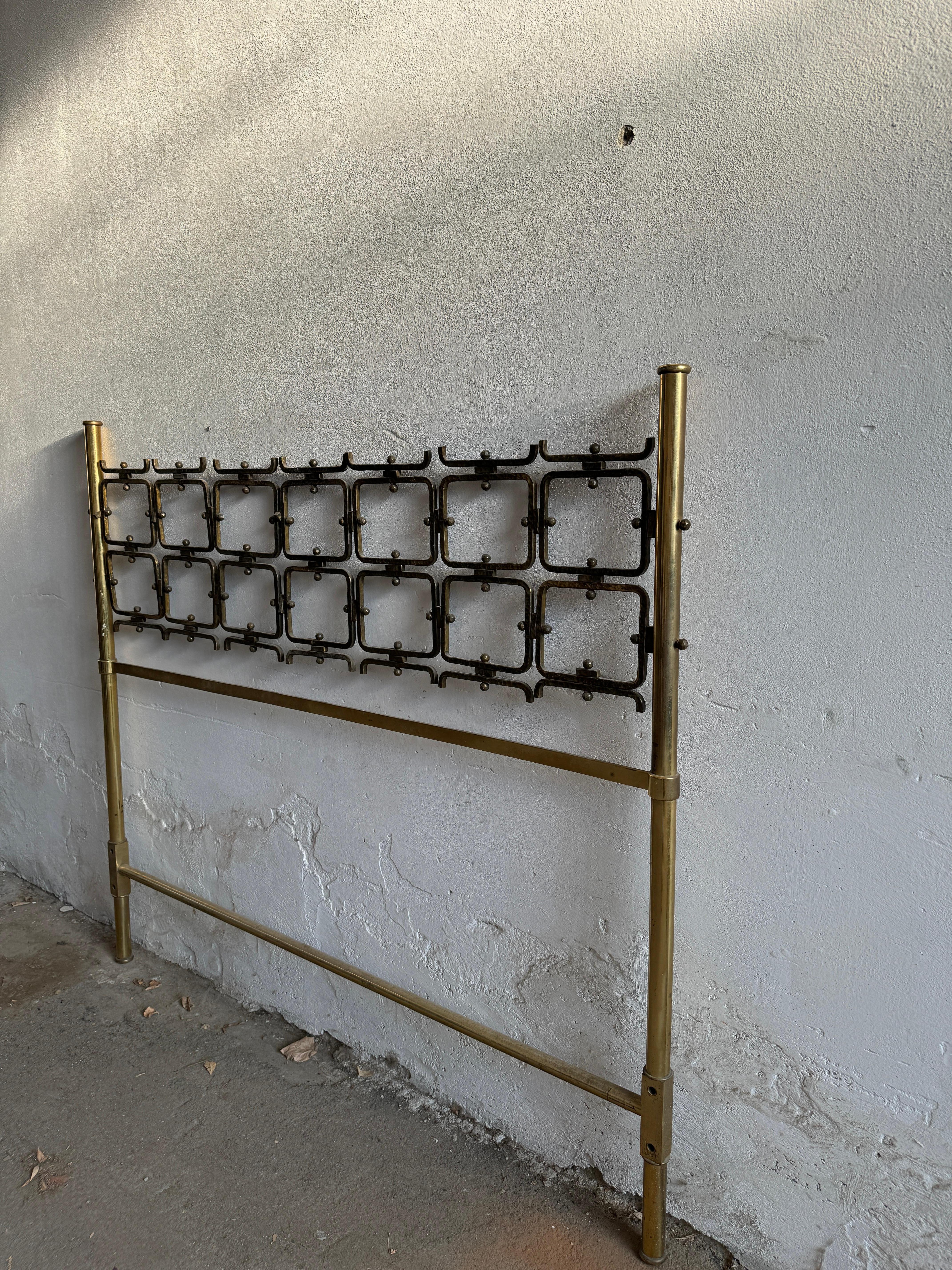 Mid-20th Century Mid-Century Modern Italian Brass and Bronze Headboard by O. Borsani For Sale