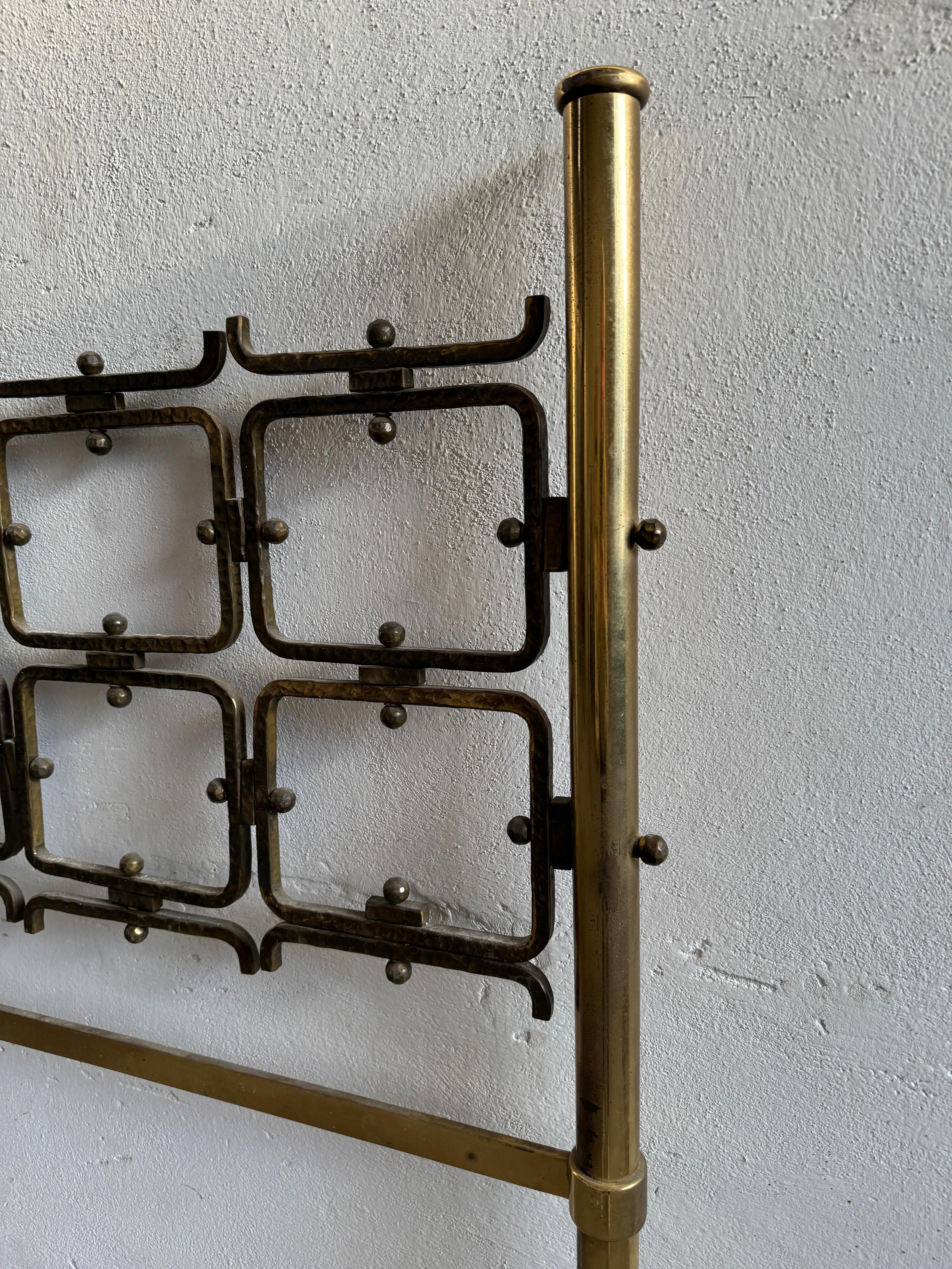 Mid-Century Modern Italian Brass and Bronze Headboard by O. Borsani For Sale 1