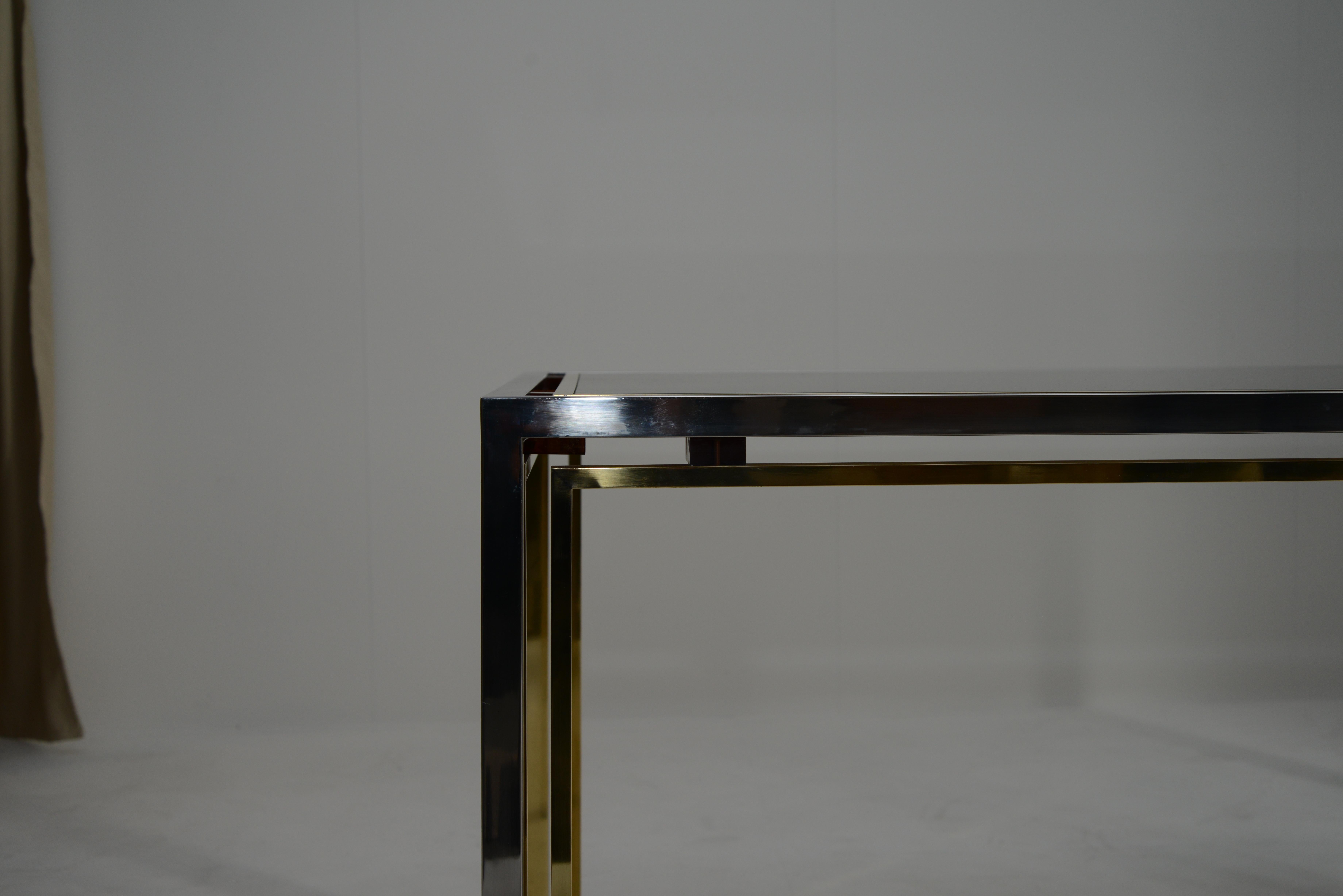 Mid-Century Modern Italian Brass and Chrome Dining Table by Romeo Rega, 1970s 4