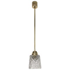 Mid-Century Modern Italian Brass and Crystal Cut Glass Pendant, 1950s