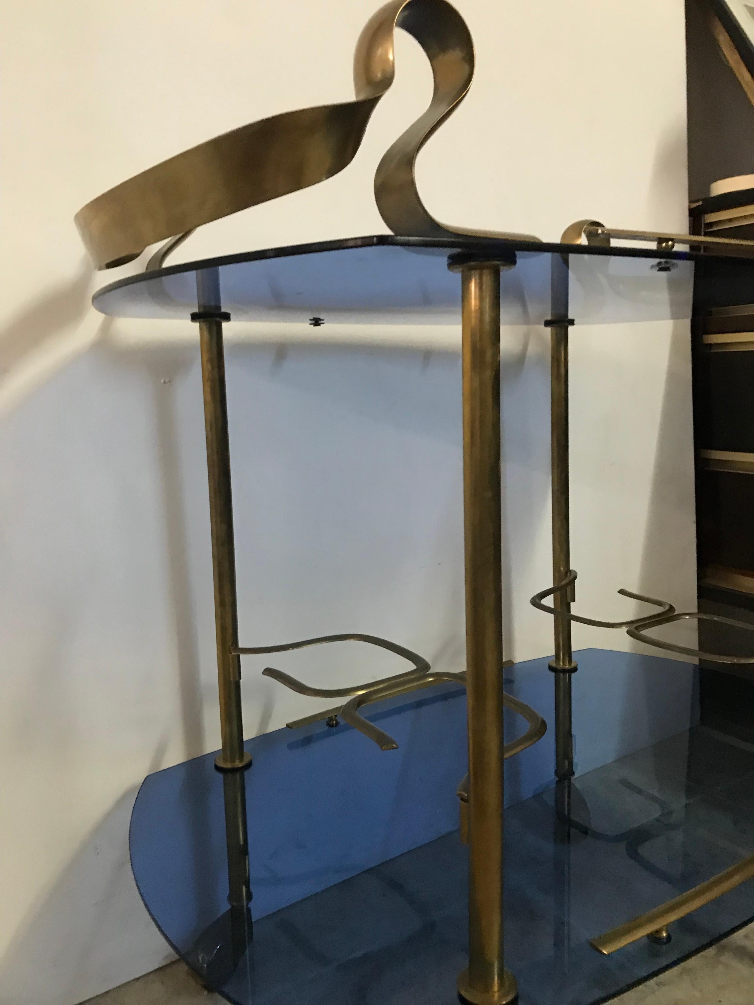 Mid-Century Modern Italian Brass and Glass Bar Cart Attributed to Fontana Arte 7
