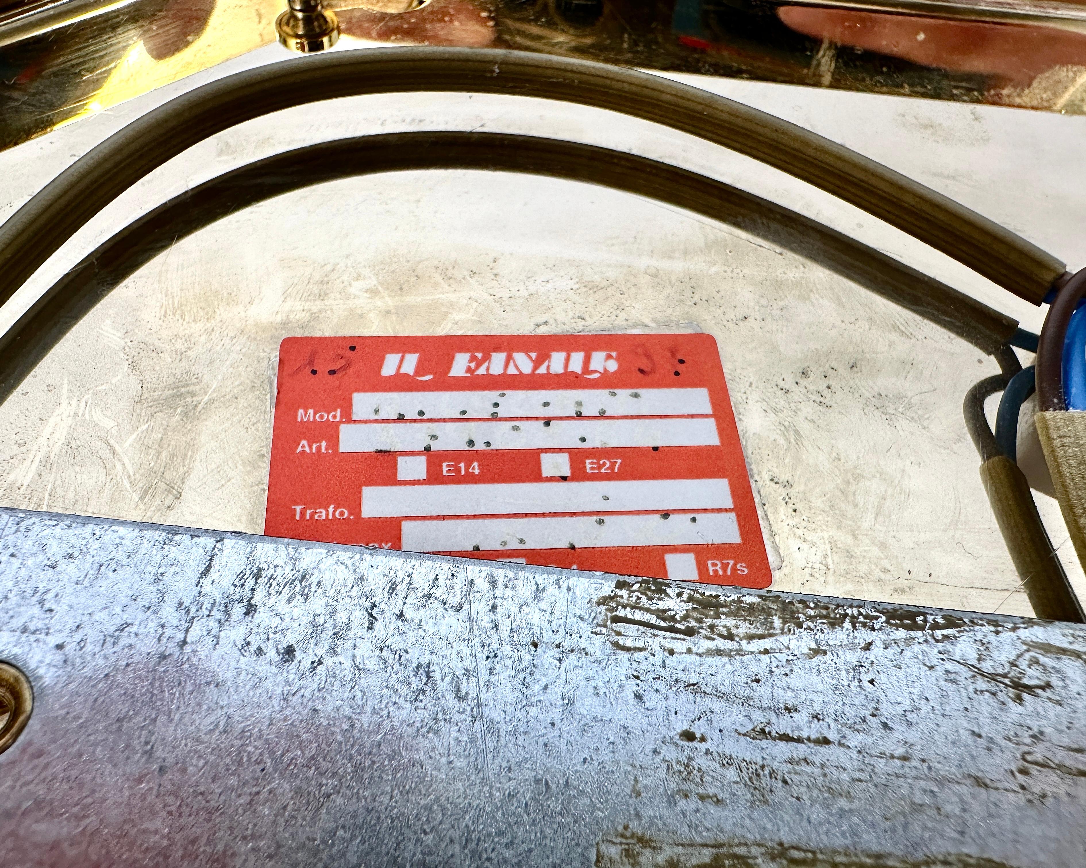Lampada da parete a soffitto in ottone e vetro, anni '70, Italia, metà del secolo scorso in vendita 3