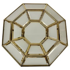 Mid-Century Modern Italian Brass and Glass Ceiling Wall Lamp, 1970s