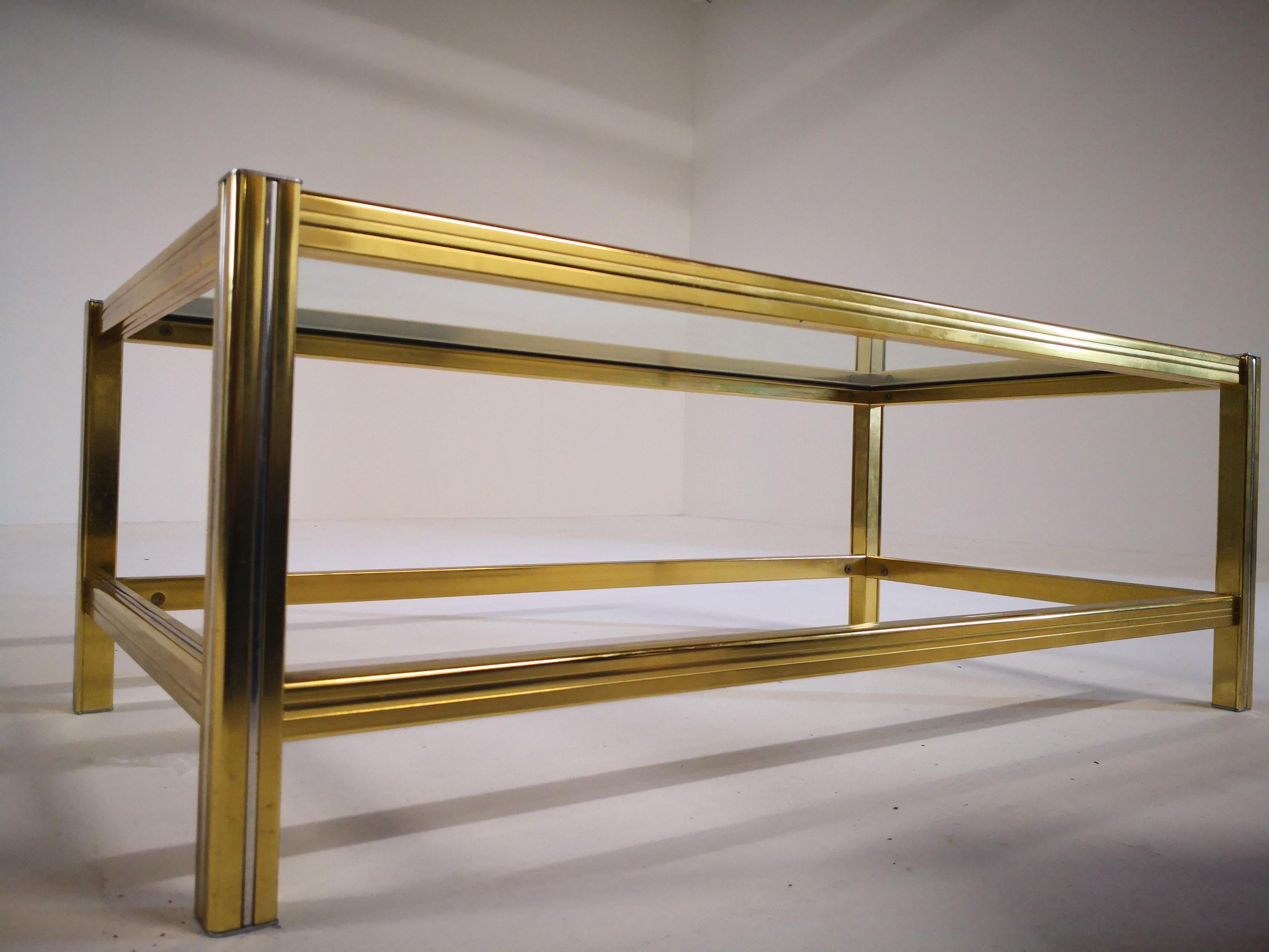 Mid-Century Modern Italian Brass and Glass Coffee Table, 1970s 10