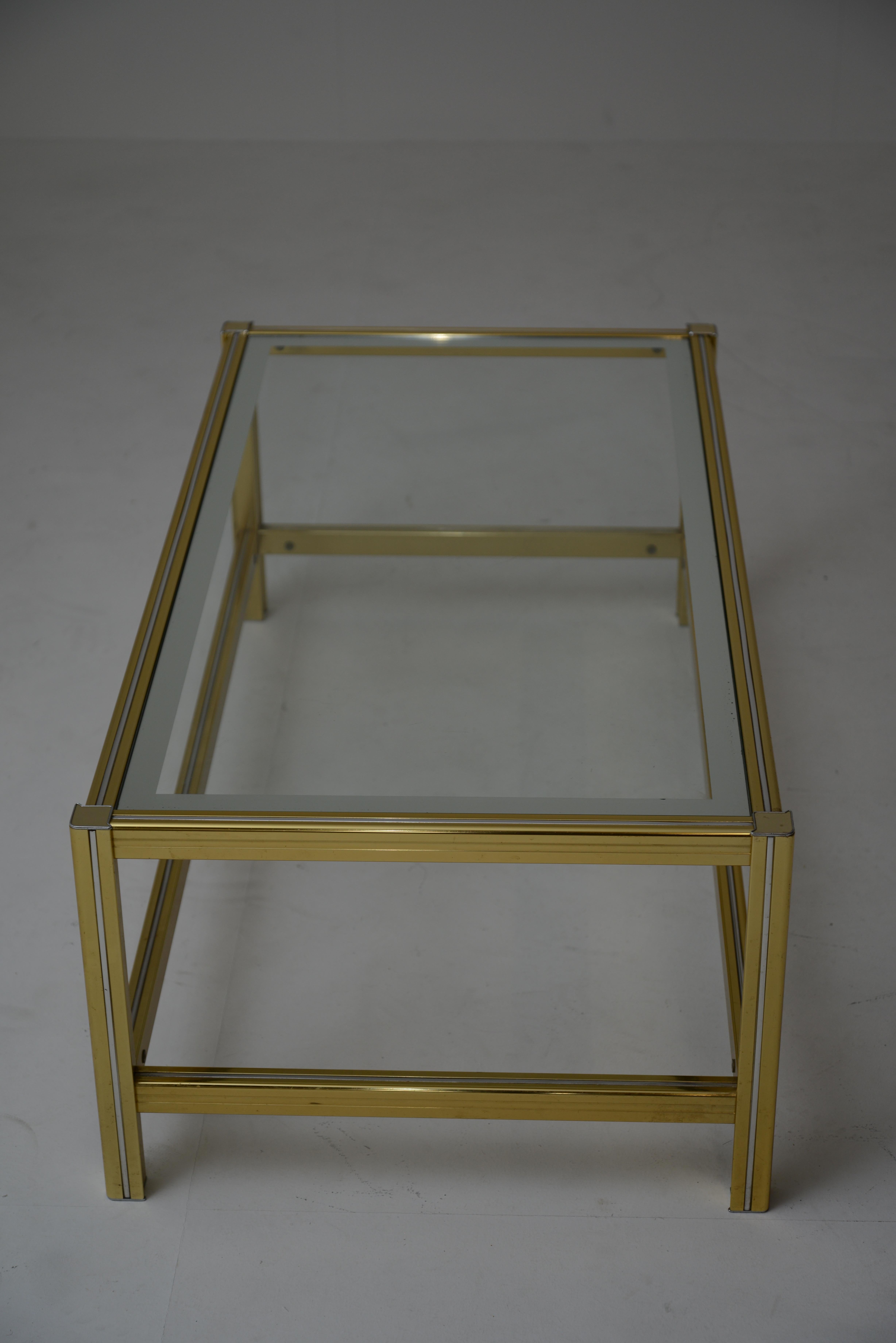 Mid-Century Modern Italian Brass and Glass Coffee Table, 1970s In Good Condition In Prato, IT