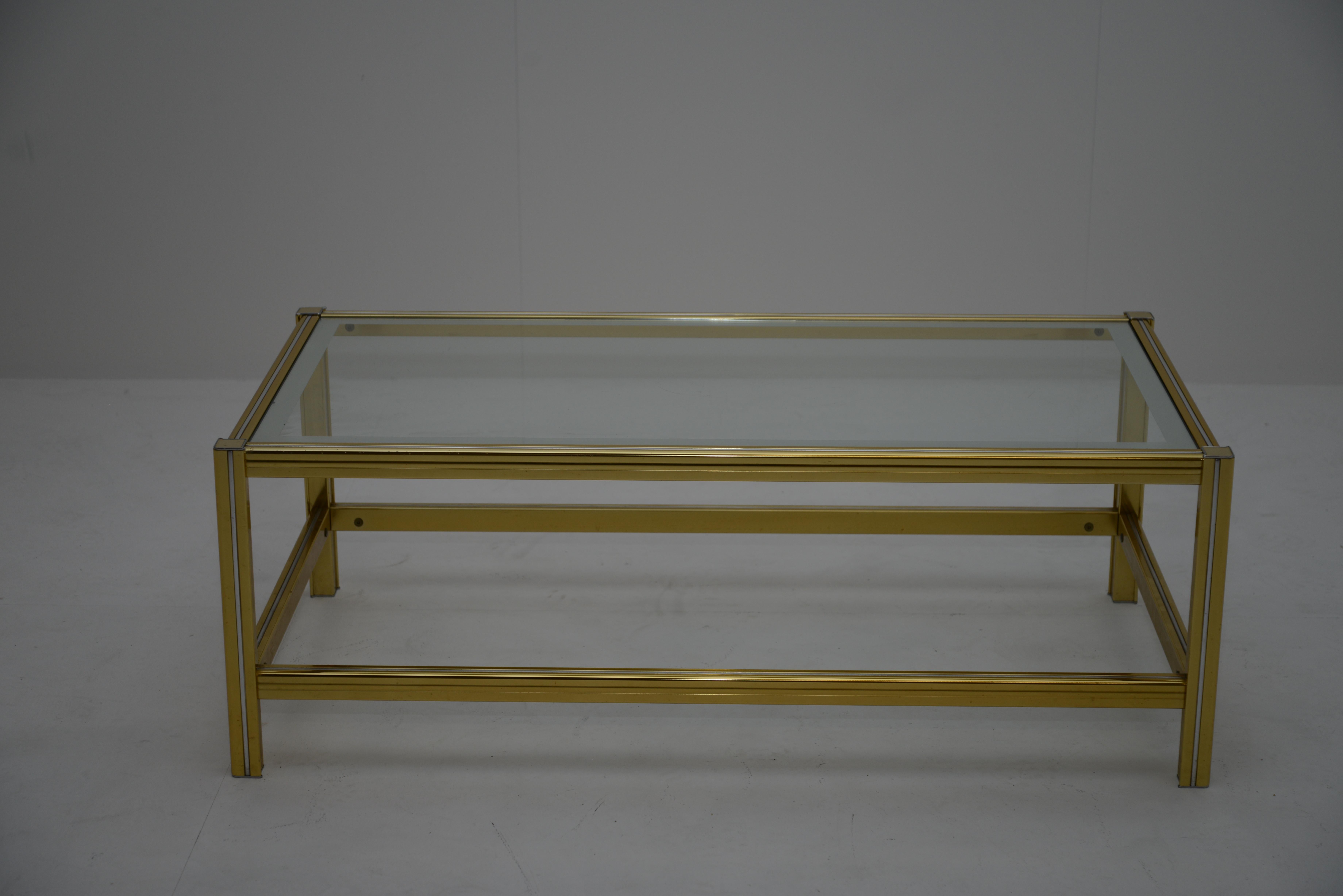 Mid-Century Modern Italian Brass and Glass Coffee Table, 1970s (Ende des 20. Jahrhunderts)