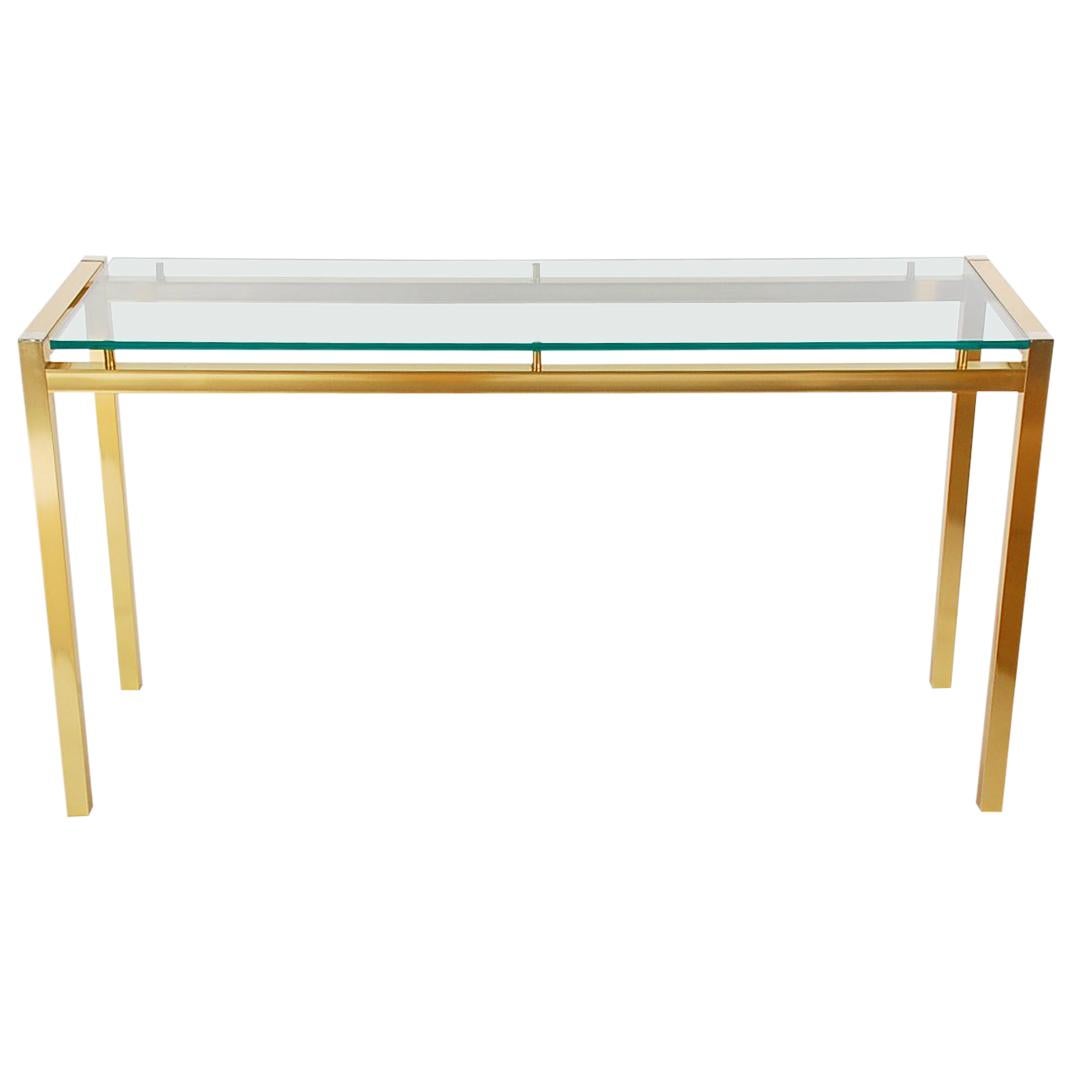 Mid-Century Modern Italian Brass and Glass Console Table, Sofa Table or Desk