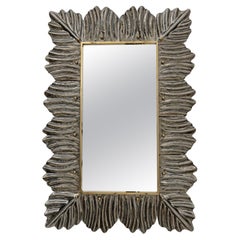 Espejo de pared italiano de latón y hojas de cristal de Murano moderno de mediados de siglo