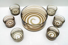 Mid-Century Modern Italian Brass and Murano Glass Fruit Salad Set, 1960s