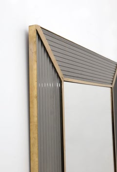 Mid-Century Modern Italian Brass and Murano Glass Wall Miror