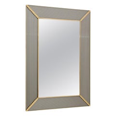 Mid-Century Modern Italian Brass and Murano Glass Wall Miror