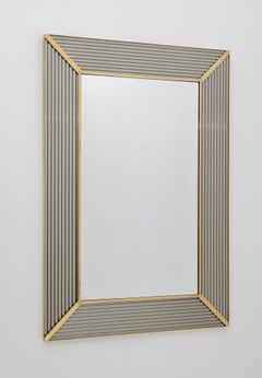 Mid-Century Modern Italian Brass and Murano Glass Wall Mirror