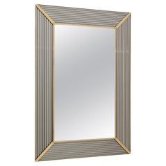 Mid-Century Modern Italian Brass and Murano Glass Wall Mirror