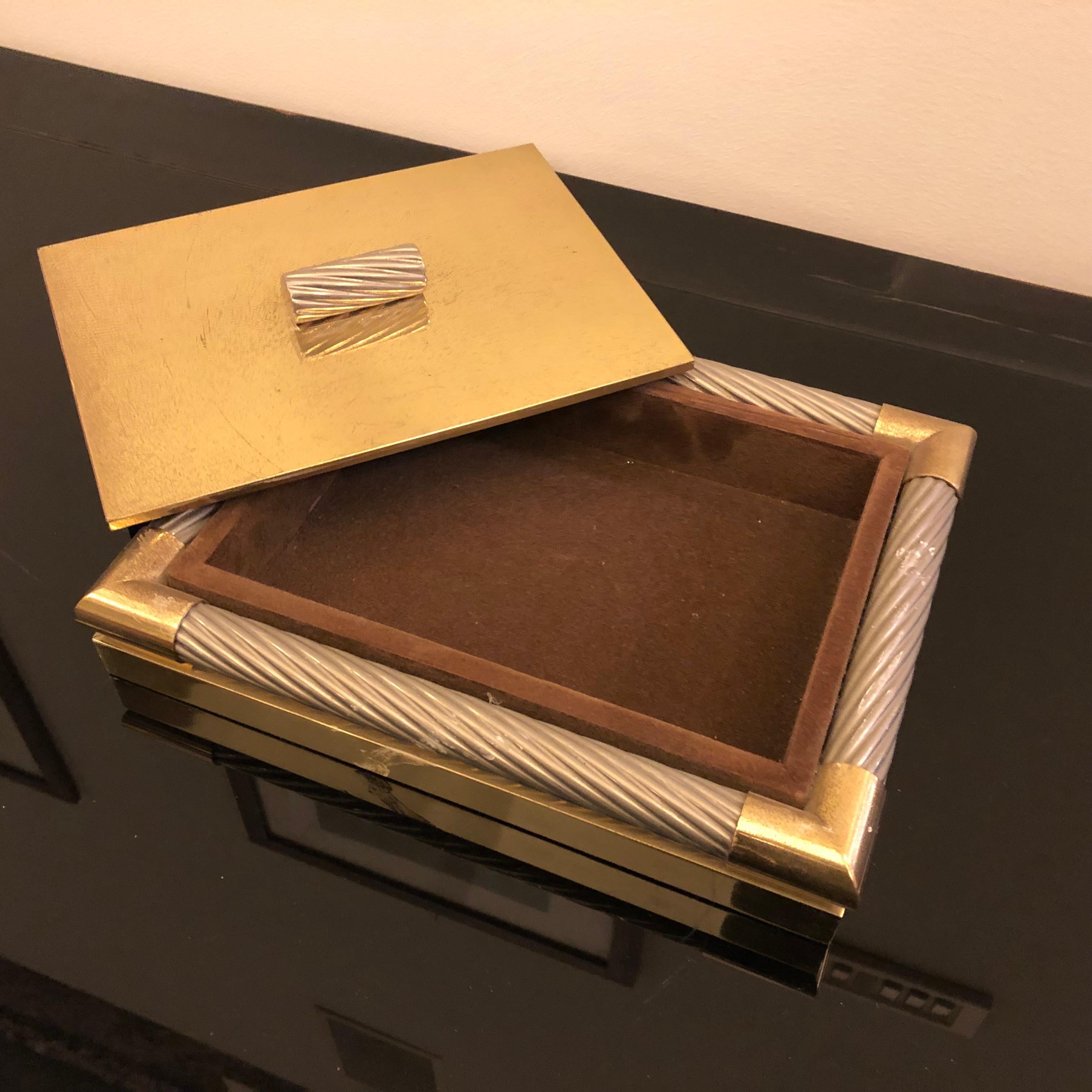 Mid-Century Modern Italian Brass and Silver Plated Vanity Box, 1970 2