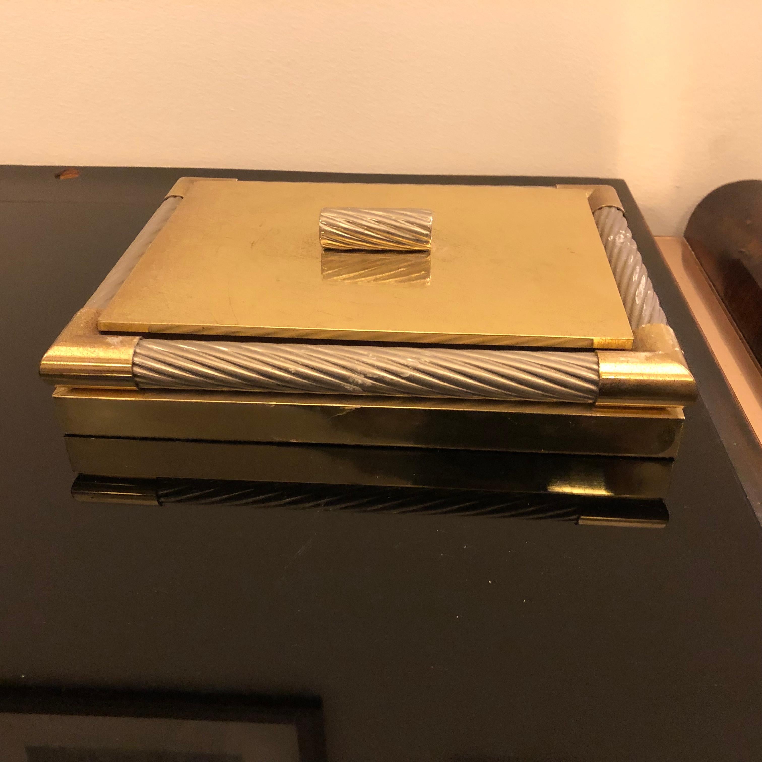 Mid-Century Modern Italian Brass and Silver Plated Vanity Box, 1970 5